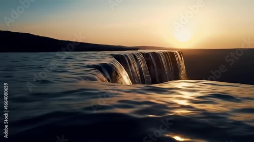Waterfall at Sunset: Serenity in Nature's Embrace