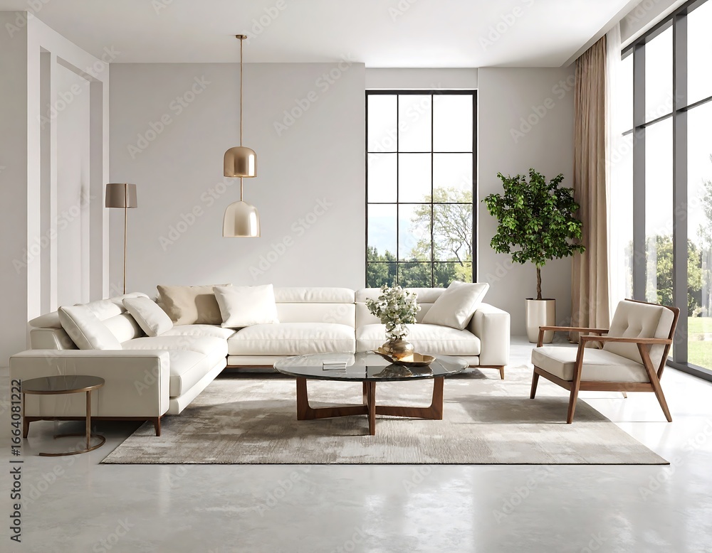 Fototapeta premium Modern living room with sectional sofa (1)