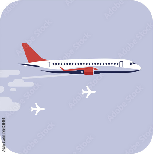 Minimalist airplane flying icon vector representing aviation, travel, and modern transportation.