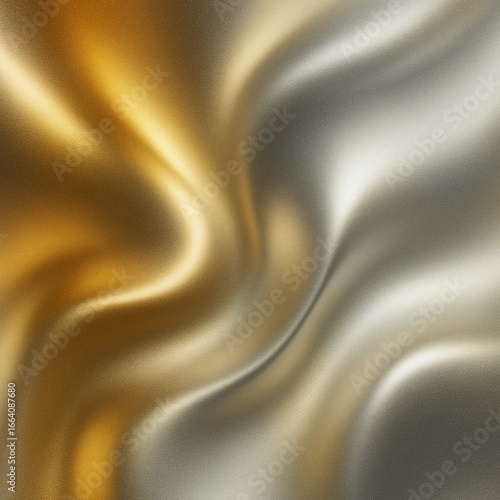 Grainy Metallic Liquid Gradient Background in Gold and Silver – Luxury Futuristic Abstract Texture