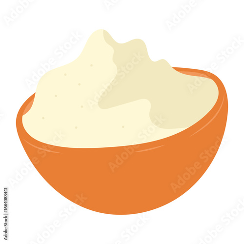 Flat Design Creamy Mashed Potato Served in Bowl Food Illustration