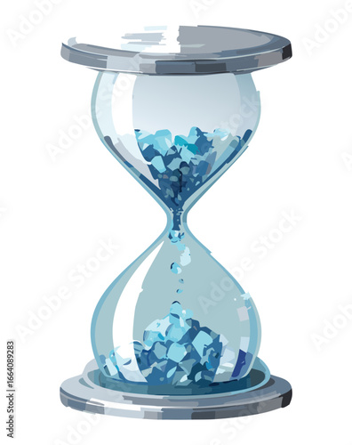 Hourglass with blue particles, a beautiful and clean conceptual illustration of time and its constant flow.