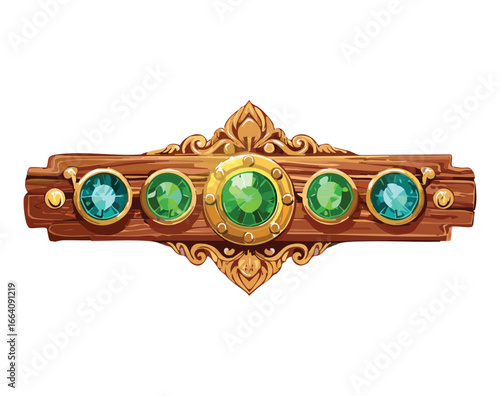 Ornate trim with a large green jewel in the center visual illustration game