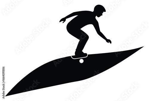 Black silhouette of a skateboarder performing an action on a skateboard