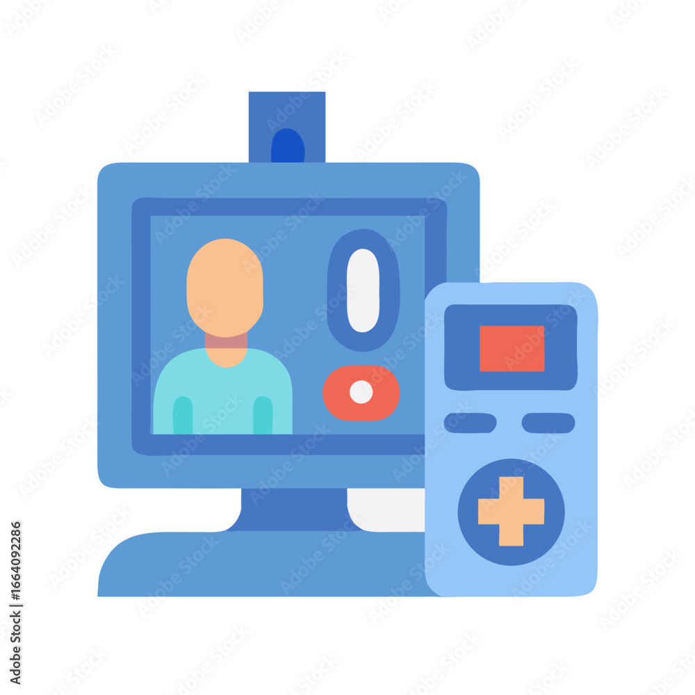 Telemedicine consultation with device vector illustration for remote healthcare Telemedicine consultation with device vector illustration for remote healthcare