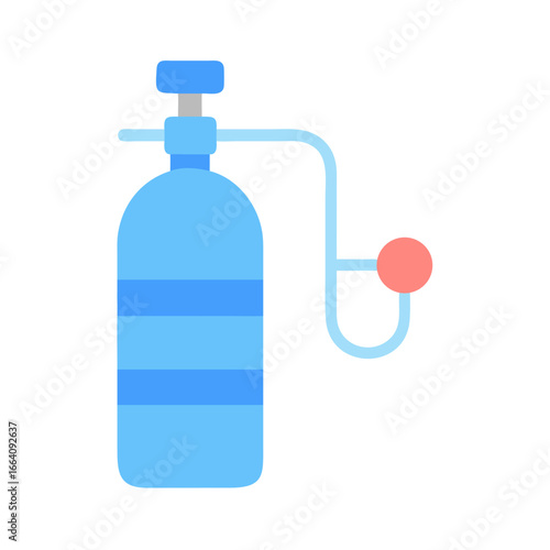 Minimalist illustration of a blue oxygen tank on black background