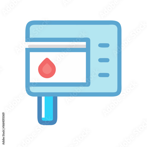Iconic blood glucose meter device illustration on black background