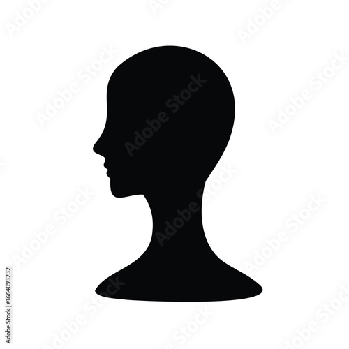 Black silhouette of a human head and shoulders profile view icon for virtual assistants and ai