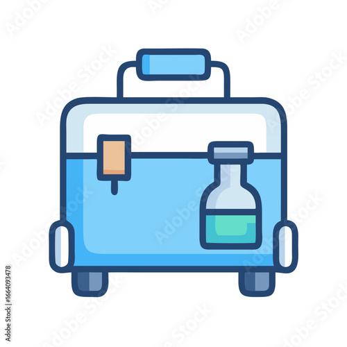 Vaccine transport cooler with ice packs and vaccine vial