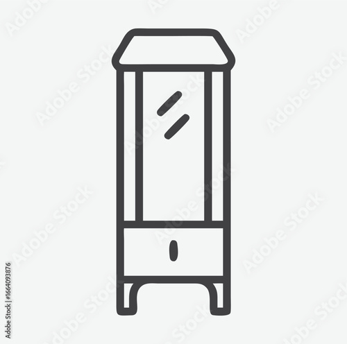 Stunning Lighted Curio Cabinet Icon in Elegant Line Art Style