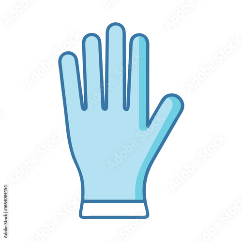 Icon of a light blue medical glove on black