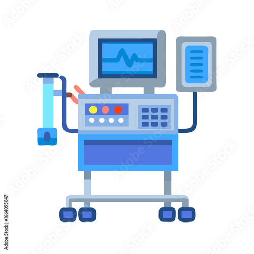 Flat design medical ventilator machine on black background illustration