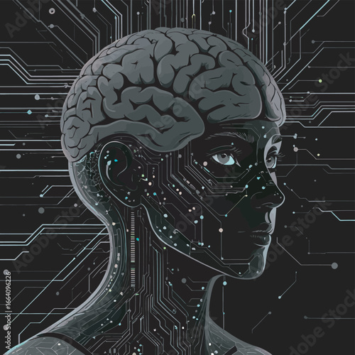 AI & Technology Brain Circuit Vector
