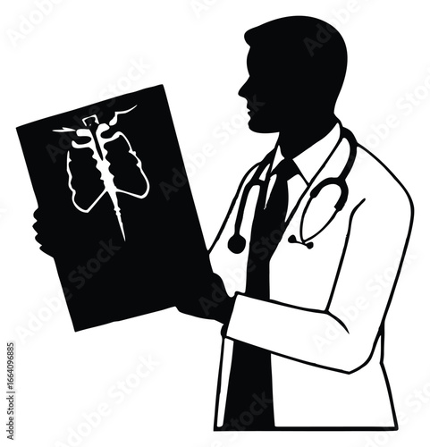 Doctor examining a chest xray for diagnosis and treatment plan creation