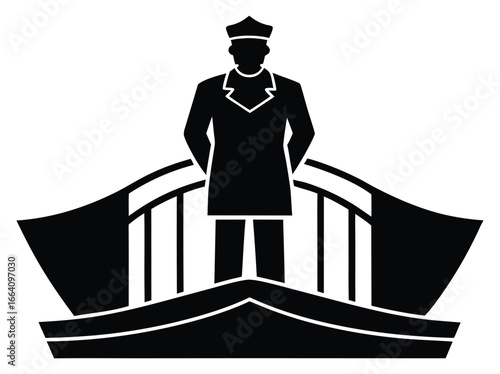 Elegant black and white icon of a gondolier in Venice Italy