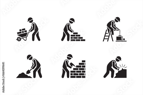 Construction Site, Worker, and Building Tools Icons for Websites