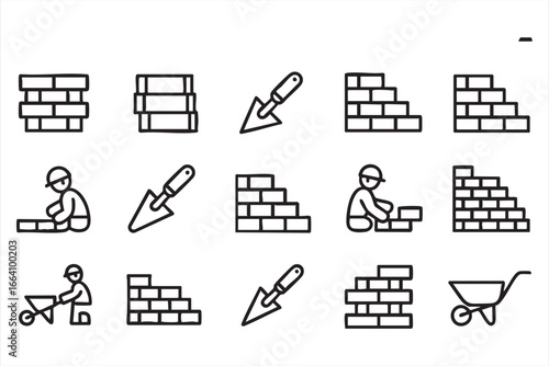 Bricklaying and Construction Worker Icons for Digital Projects