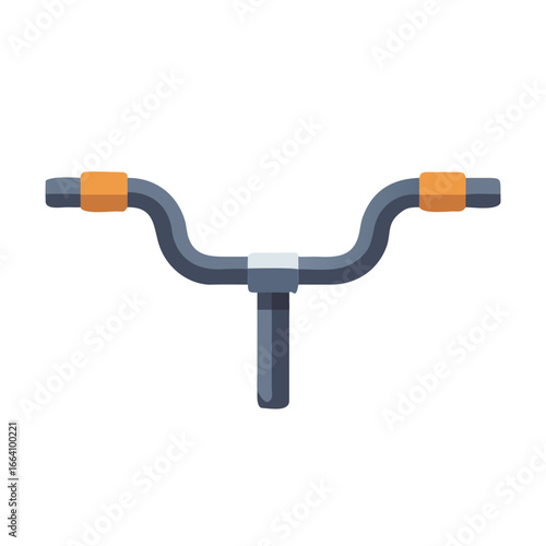 Isolated blue bicycle handlebar with orange grips on a black background