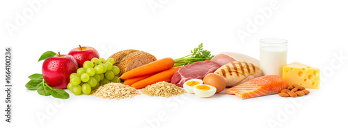 The Five Food Groups on white background