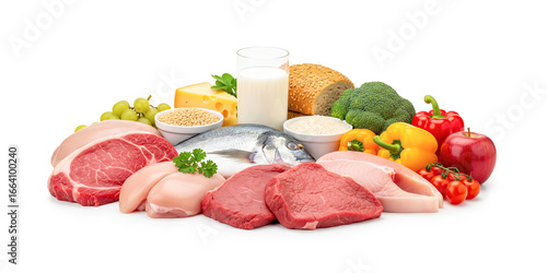 The Five Food Groups on white background