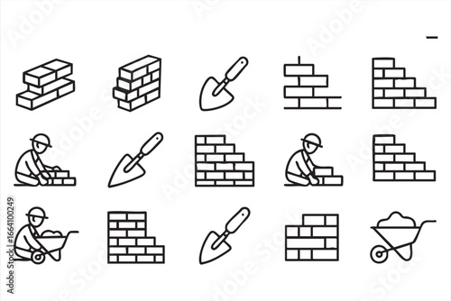 Building, Masonry, and Construction Tools Icons for Construction Sites
