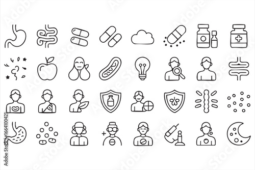 Health, Nutrition, and Immune System Icons for Medical Designs