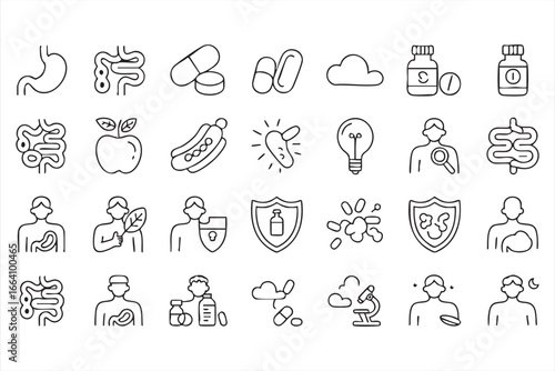 Wellness, Medicine, and Health Protection Icons for Digital Use