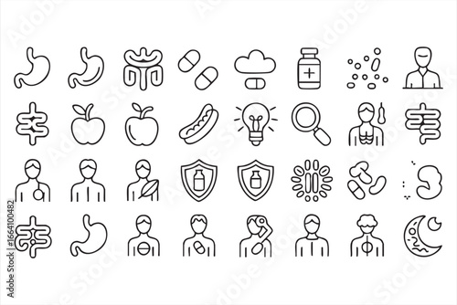 Vector Collection of Pills, Vitamins, and Health Icons for Wellness