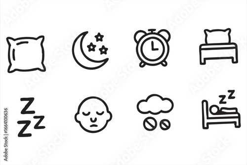 Sleep and Rest Icons for Relaxation and Bedtime Designs
