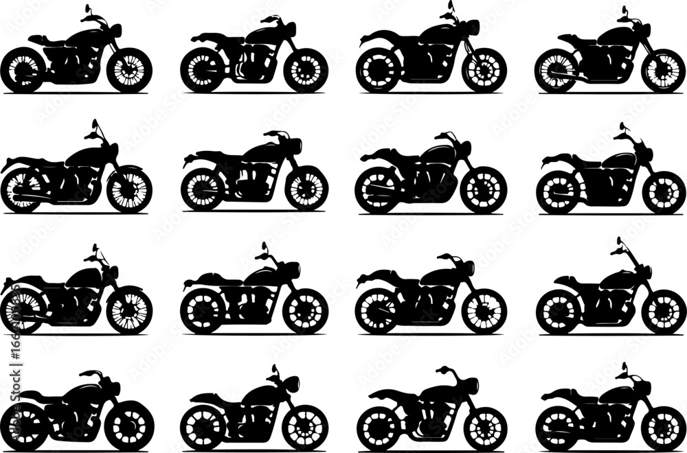 Obraz premium Motorcycle Silhouette Vector Bundle