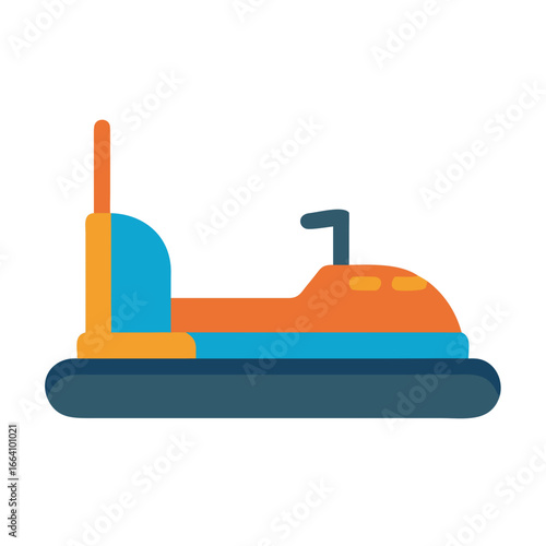 Flat design bumper car icon on a black background for carnival events