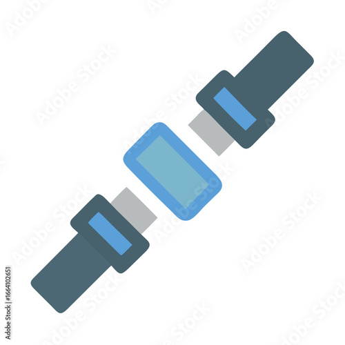 Isolated seatbelt icon in flat style over black background representing vehicle safety