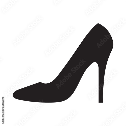  high heel silhouette vector, woman high heel icon, shoe high heel black silhouette. black high heel shoes