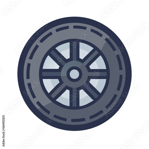 Stylized vector image of a car tire or wheel against a black background