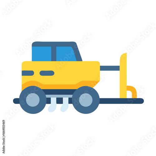 Yellow and blue soil compactor vector illustration on a black background
