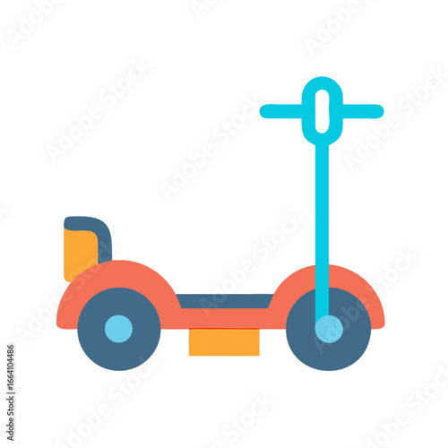 Stylized illustration of a balance vehicle or segway with seat on black background