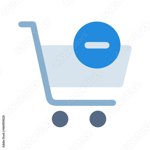 Shopping cart with minus symbol, remove from basket icon