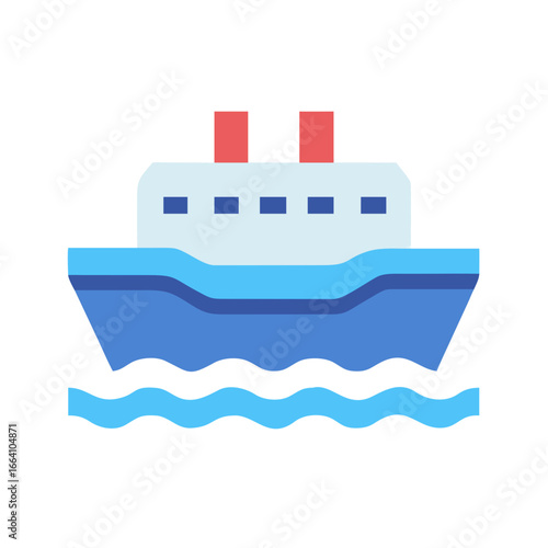 Illustration of a small ship sailing on the waves against black background