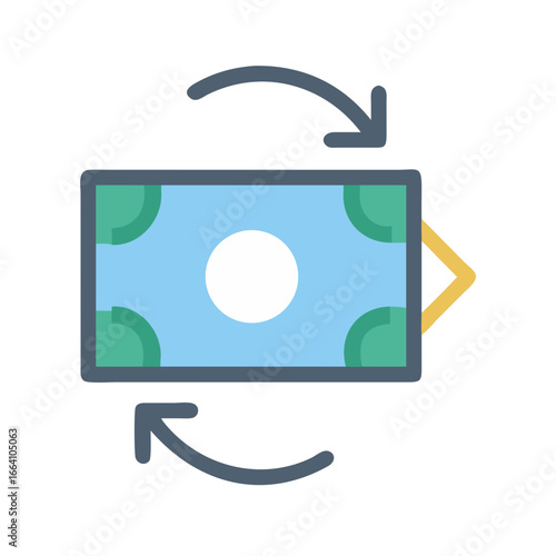 Flat Design Money Exchange Icon with Arrows Illustration