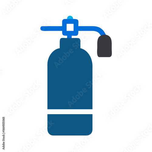 Flat style stock image of a blue gas cylinder with a black background
