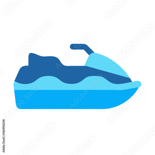 Flat Design Illustration of a Blue Jet Ski on a Black Background