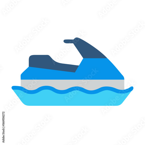 Flat vector illustration of a jet ski on waves against black background