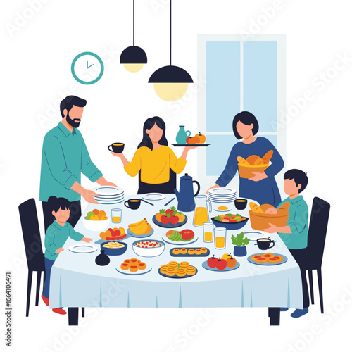 Enjoying a delicious family meal together around a beautifully set dining table