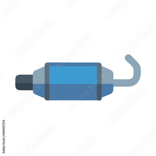 Flat Vector Illustration of an Automotive Exhaust Muffler on Black Background