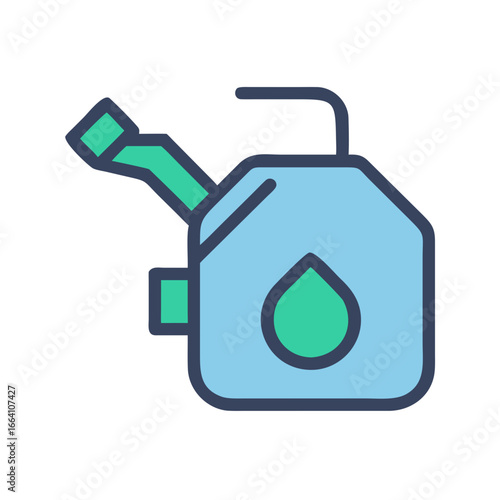 Gas can illustration in a simple flat design style against a black background