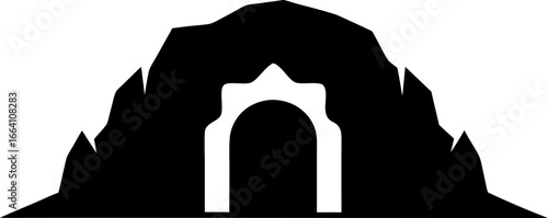 A Cave Entrance Silhouette Clean Silhouette Minimalist