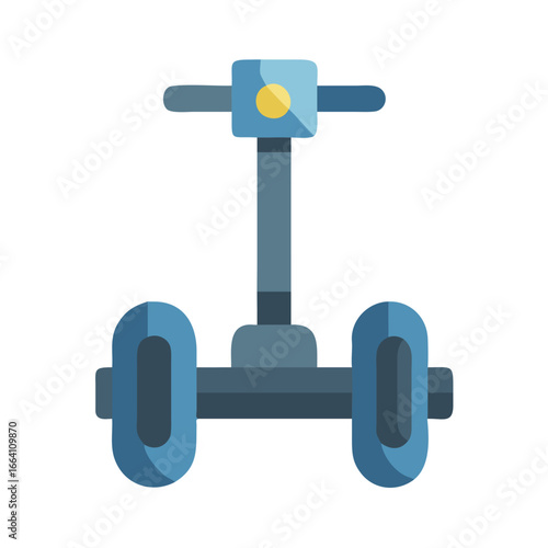 Vector graphic of a blue self-balancing scooter on a black background