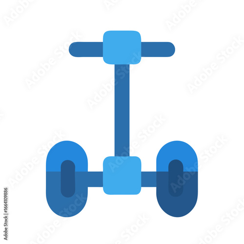 A two-wheeled self-balancing scooter isolated on black background in a flat style