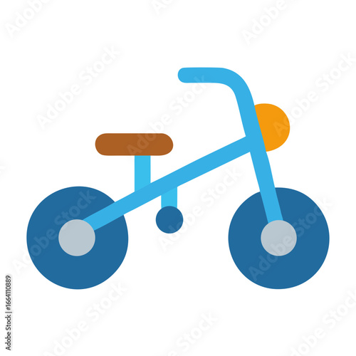 Simple flat vector cartoon tricycle illustration on a black background for children