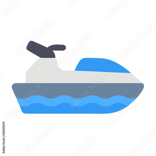 Isolated Flat Jet Ski Illustration on a Black Background: Stock Vector Graphic